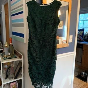 New York & Company Hunter Green Lace Midi Dress